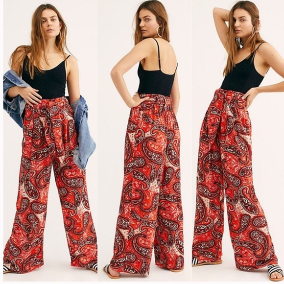 Free People Printed Double Trouble Pants - Picture 1 of 3